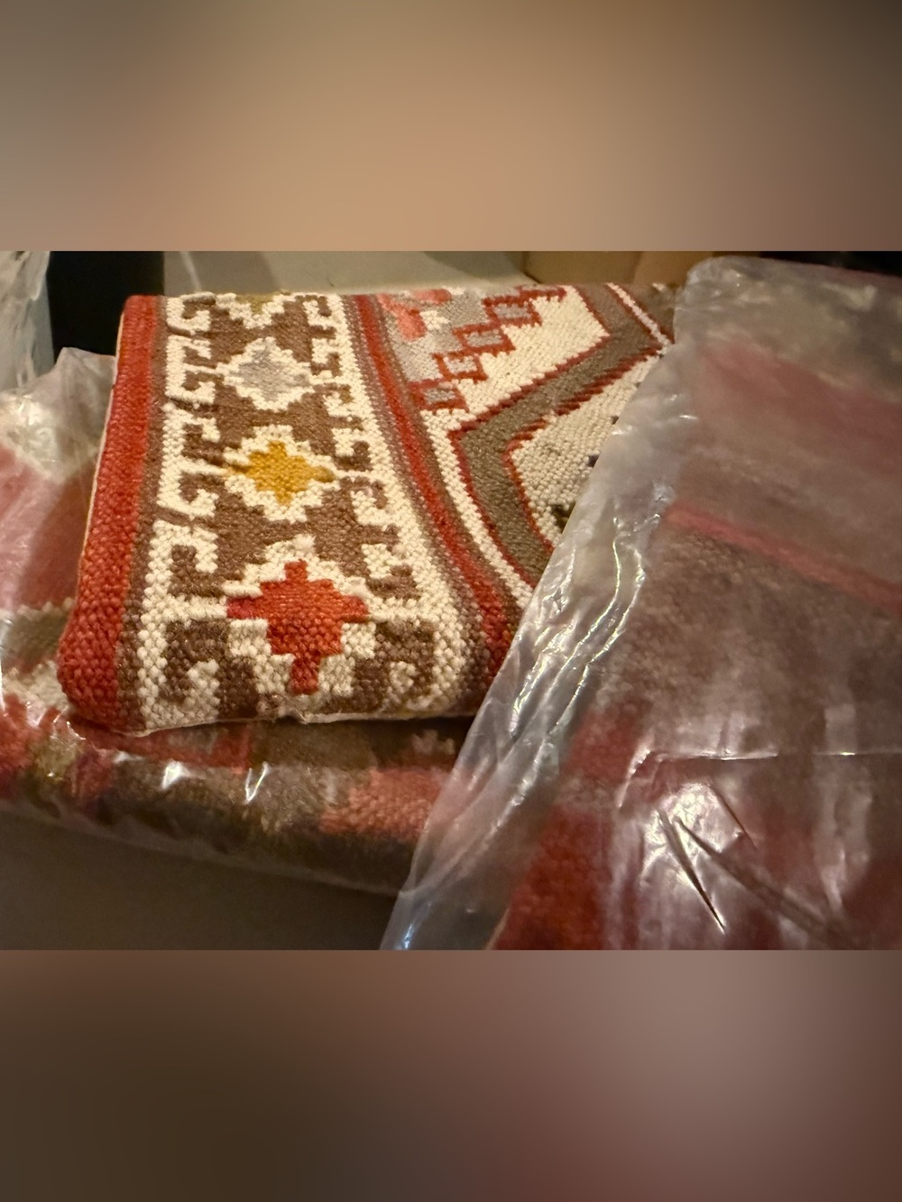 Super Rare! NEW Pottery Barn Mahal, Nanda, Asha, & Baha Tribal Kilim set, Red - Picture 9 of 15
